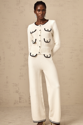Coline Knit Cardigan and Trousers Set — White