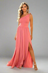One-Shoulder Split Maxi Dress, Cuavan