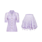 Lisette Lace Embroidery Top and Skirt Set — Purple