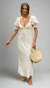 White Back Tie Midi Dress