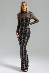 Pale Sequin Mesh Maxi Dress