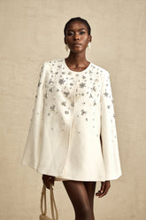 Éléonore Crystal-Embellished Cape Jacket — White