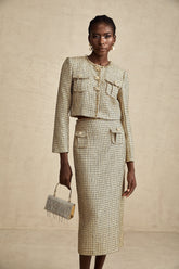 Aëlle Gold Tweed Sequin Jacket and Skirt Set