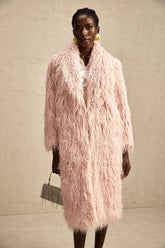 Mélanie Faux-Fur Open-Front Coat — Pink