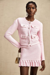 Fabienne Waffle-Knit Jacket and Skirt Set — Pink