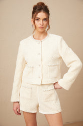 Maisie Quilted Cardigan and Shorts Set — Off-White