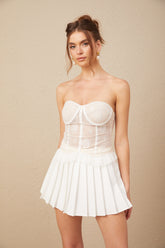 Allison Lace Corset Top and Skirt Set — White