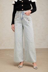 Mélanie Embellished Wide-Leg Jeans