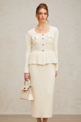 Manon Knit Top and Skirt Set — White