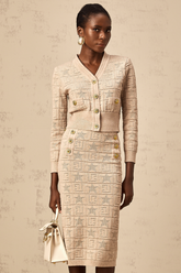 Leonie Crochet Knit Cardigan and Skirt Set — Khaki