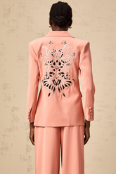 Zoé Embroidered Cut-Out Blazer and Trouser Set — Pink