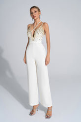 Matilda Sequin-Embellished Jumpsuit — White