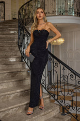 Astrid Floral Embellished Maxi Gown — Black