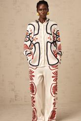 Amaranta Graphic Print Shirt and Trousers Set — White & Multicolor