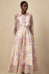 Cherry Patterned Shirt and Skirt Set — Pink