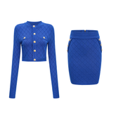 Maëlys Knitted Top and Skirt Set — Blue