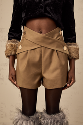 Chlore Crossover Shorts — Khaki
