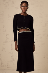 Magali Embellished Knit Cardigan and Skirt Set — Black