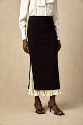 Héloïse Color-Blocked Panelled Skirt — Black & White