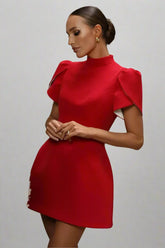 Crimson Grace Mock Neck Mini Dress, Cuavan