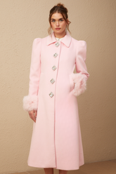 Louisette Faux-Fur Cuff Coat — Pink
