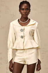 Iselin Crystal-Studded Jacket and Shorts Set