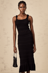 Céleste Ruffled Knit Top and Skirt Set — Black