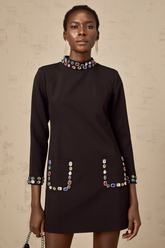 Juliette Crystal-Embellished Mini Dress — Black
