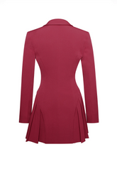 Burgundy Deep-V Blazer Mini Dress, Cuavan