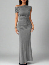 Devine Ruched Single-Shoulder Maxi Dress, Cuavan