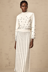 Marjolaine Faux-Pearl Top and Skirt Set — White