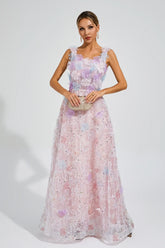 Adolph Floral Sequin Maxi Dress — Pink
