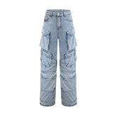 Agathe Cargo Palazzo Trousers — Blue
