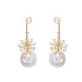 Faux Pearl Crystal Drop Earrings