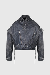 Aria Lace-Up Leather Jacket, Cuavan