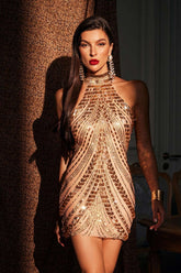 Fella Halterneck Rhinestone Mini Dress (II)