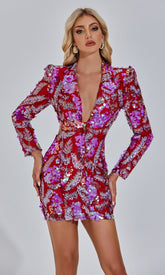 Yeney Sequin Mini Blazer — Pink