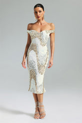 Jellay One-Shoulder Sequin Midi Dress