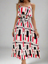 Ruffled Tie-Waist Printed Midi Dress, Cuavan