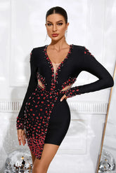 Acacia Rhinestone Mini Dress — Black
