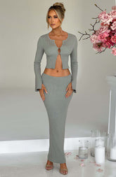 Elia Maxi Skirt — Khaki, Cuavan