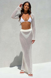 Riella Maxi Skirt — White, Cuavan