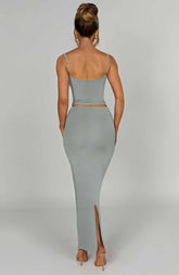 Yazmin Maxi Skirt — Steel, Cuavan