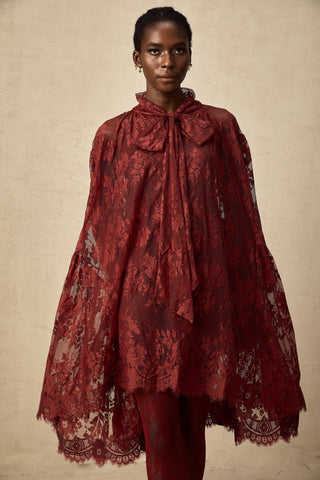 Coline Chantilly Lace Dress — Red