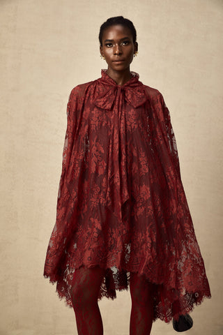 Coline Chantilly Lace Dress — Red