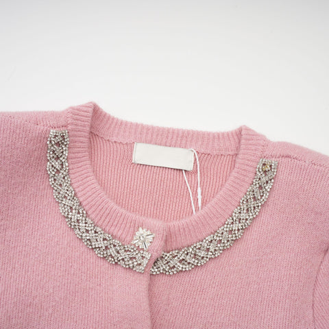 Renée Crystal-Embellished Jacket and Skirt Set — Pink
