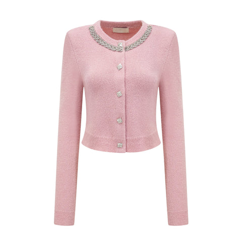 Renée Crystal-Embellished Jacket and Skirt Set — Pink