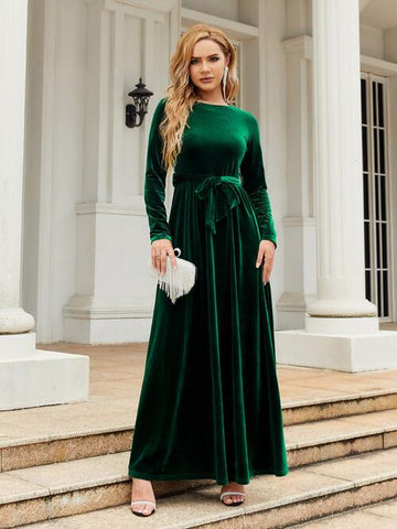 Tie-Front Long Sleeve Maxi Dress, Cuavan