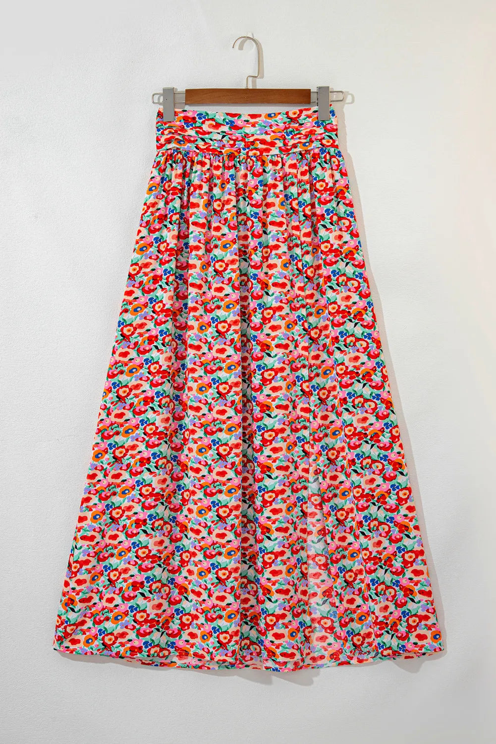 Slit Floral Midi Skirt, Cuavan