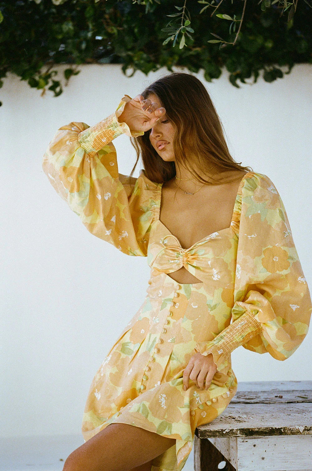 Floral Mini Dress — Orange (Long Sleeve), Cuavan